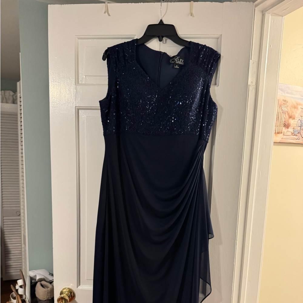 Alex Evenings Navy High Low Sequin Dress never worn with out tags